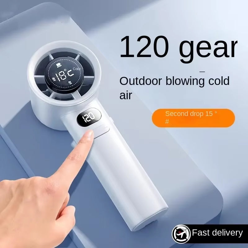 New Style 100-Speed High-Speed Handheld Stepless Variable Speed Mini Fan USB Turbine Handheld Powerful Fan Mini Fan