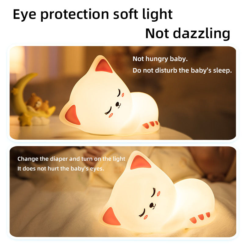 7-Colour Changing LED Night Light - Tap to Use - Rechargeable 12-Hour Battery or USB Powered - Suitable for Babies Toddlers and Children