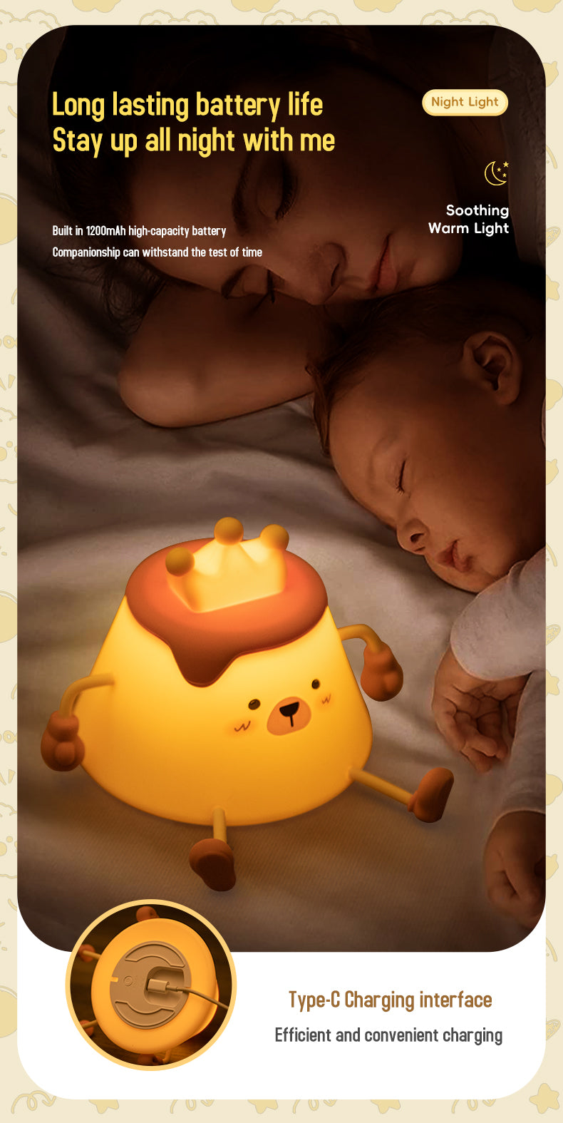 One Fire Pudding Bear Night Light for Kids Color Changing Pudding Bear Toys for Kids Night Light Portable Recharge Nightlight for Kids Room Silicone Baby Night Light for Kids Toys Pudding Bear Toys for Boys