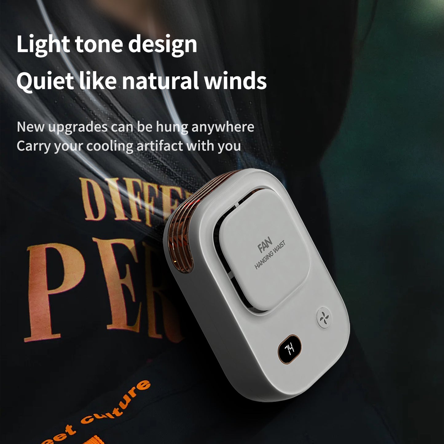 Cross-border Digital Display Waist-mounted Mini Fan Silent USB Charging Outdoor Portable Clip-on Waist Bladeless Neck-hanging Fan