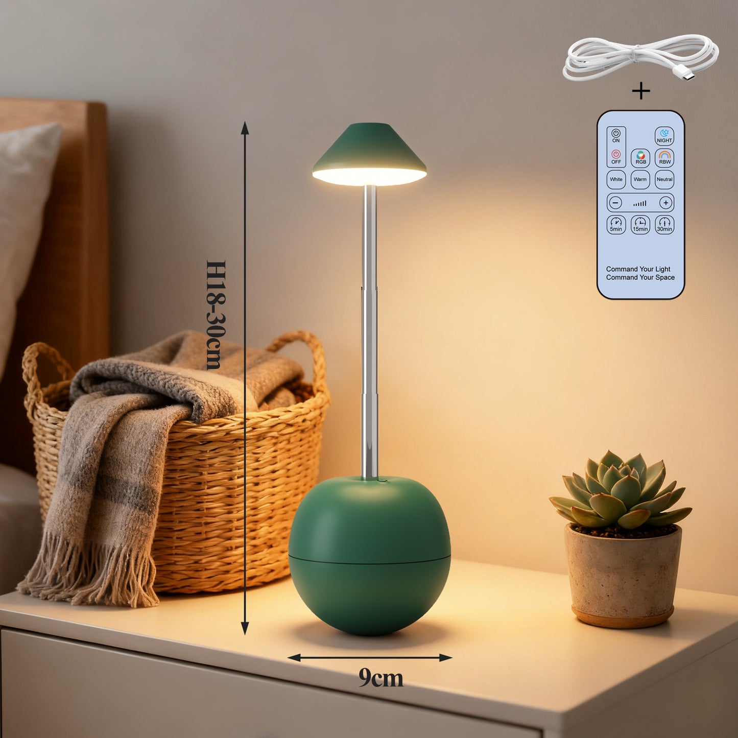 Creative LED Night Light – Rechargeable Bedside Table Lamp with Remote, Ambient Decorative Lamp for Bedroom & Desk