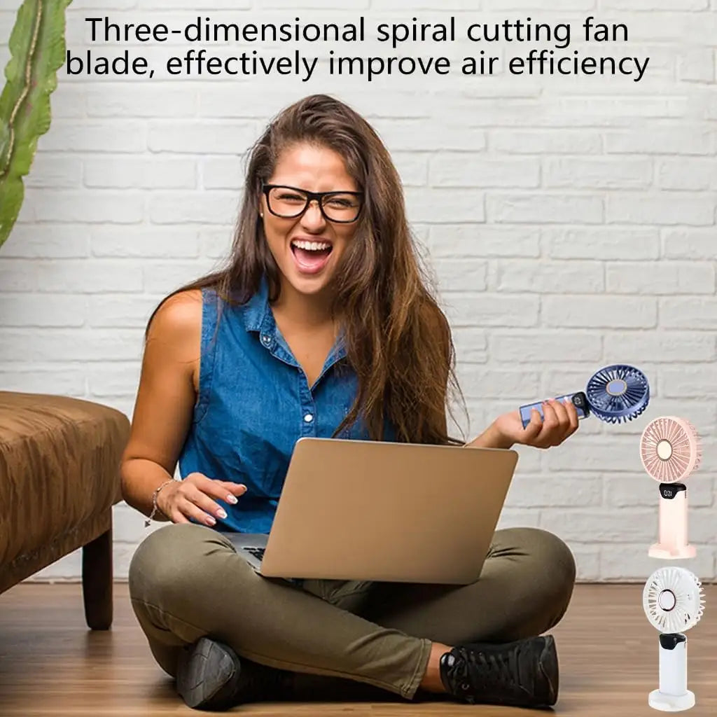 Digital Display Personal Electric Folding Handheld Fan Battery Usb Charging Handy Pocket Foldable Rechargeable Portable Fan Mini