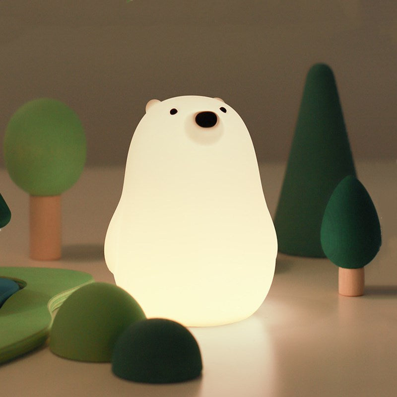 Cute White Bear Night Lights for Kids, USB Rechargeable Silicone Lamps with Touch Sensor, Timer Auto Shutoff, Bedroom Decor for Gifts Girls Kids Night Lights White(Color:White)