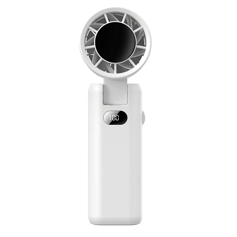 2025 Trend Foldable Outdoor Mini Handheld Hand Held Digital Display Large Capacity Charging Rechargeable Portable Small Fan