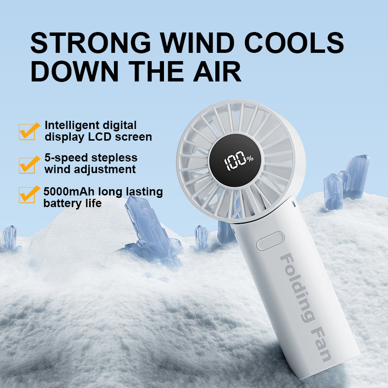 Foldable Portable Fan with 5-Speed Adjustable Wind & Rechargeable Battery