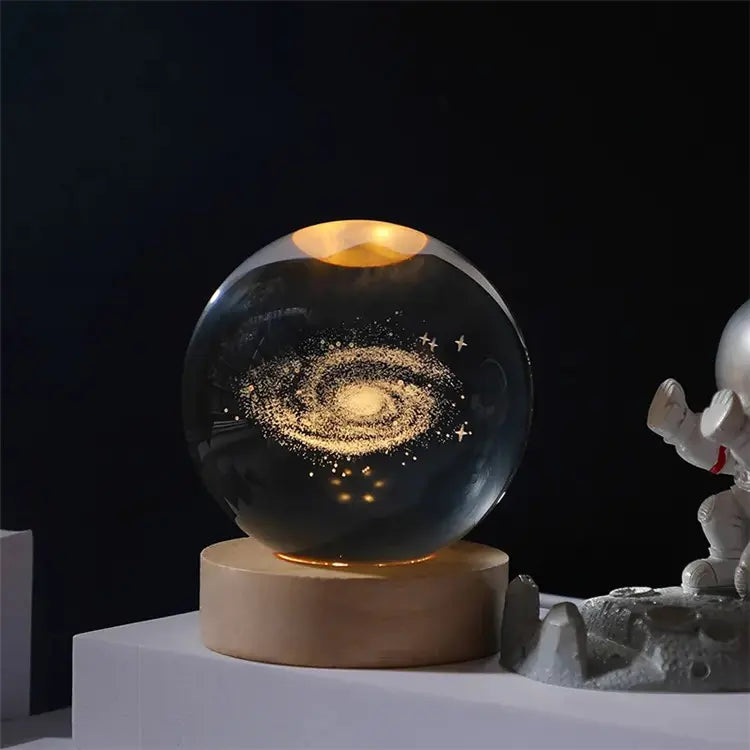 Valentine's Day Night Light Festive Crystal Ball Laser 3D Inscribed Glass Ball Home Accessories Small Ornaments Lighted