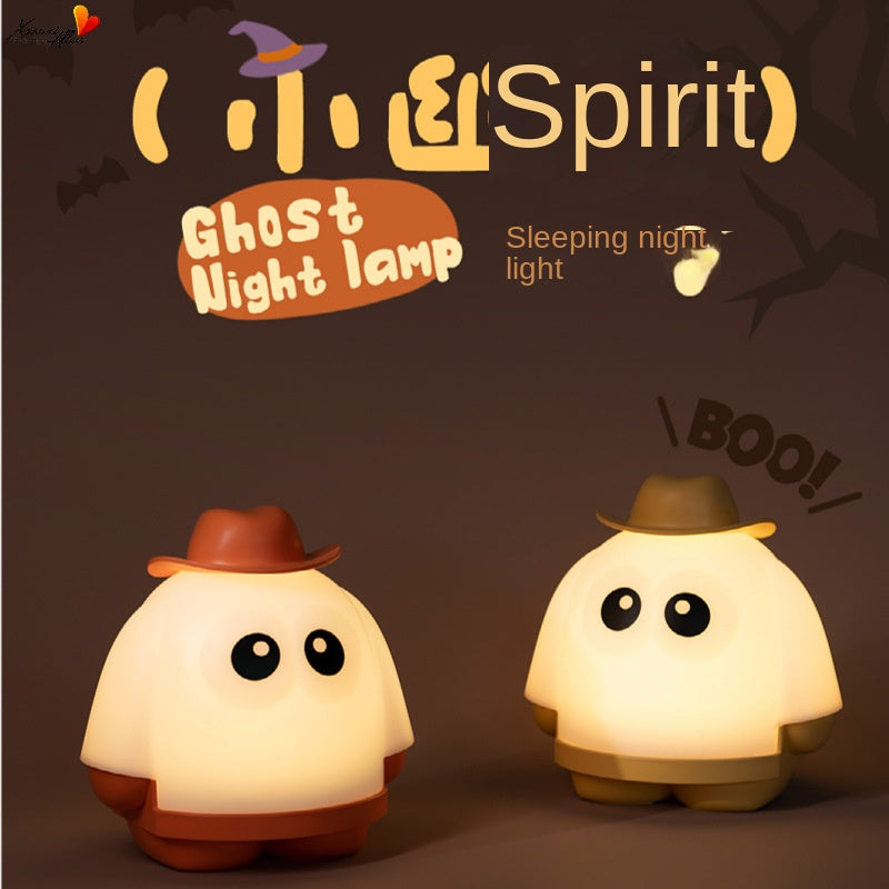 Ghost Night Light, Ghosts Night Light Halloween Nihgtlight,LED Rechargeable Night Light, Suitable for Halloween Gifts and Decorations for Family and Friends (Orange)