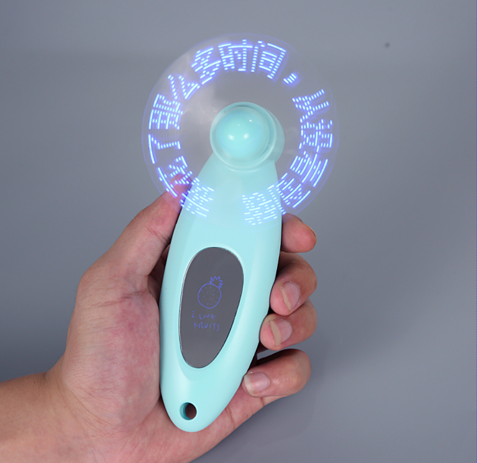 Wholesale flashing fan LED mini luminous flashing fan advertising promotion gift handheld USB flashing fan.