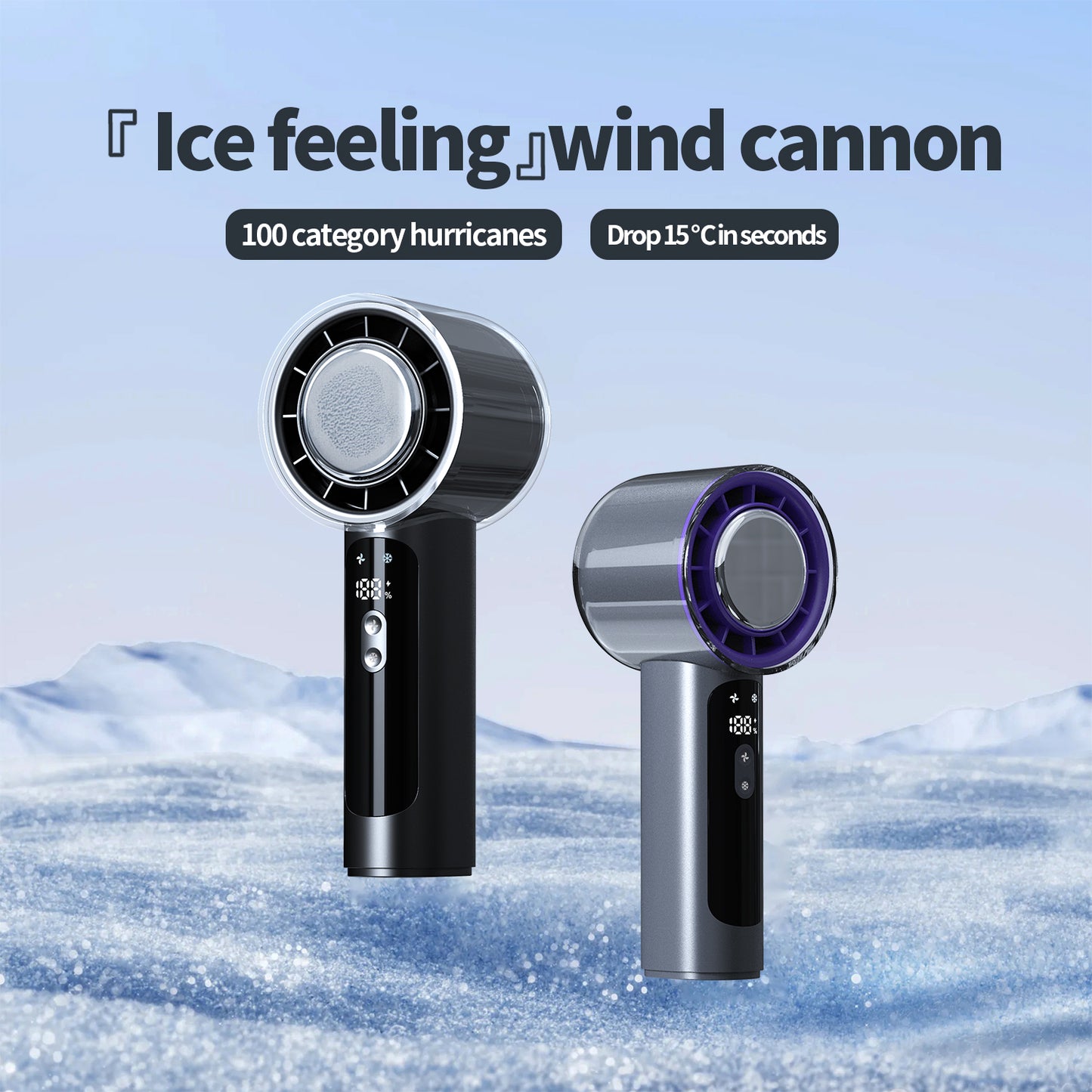 Portable Handheld Cooling Fan with 100-Speed Adjustment, Rapid Semiconductor Cooling & USB Type-C Rechargeable Battery