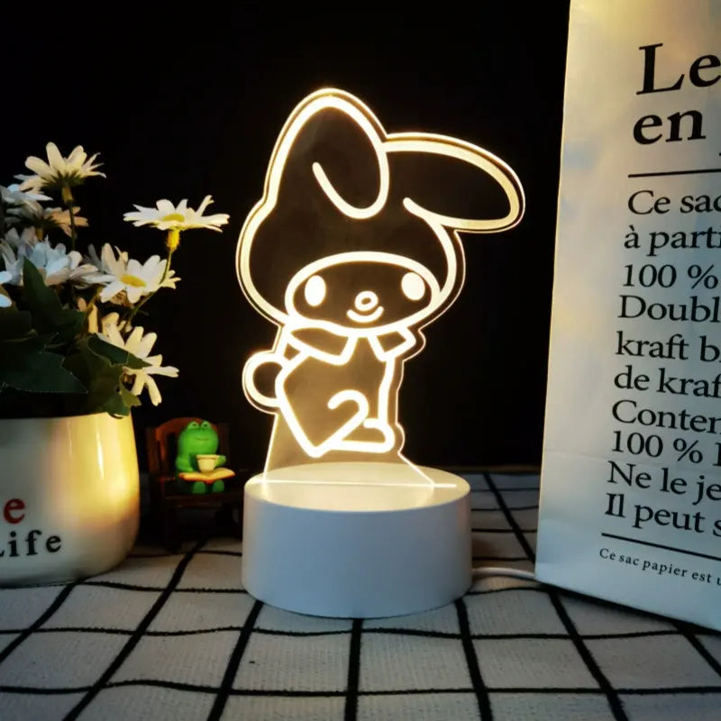 Cartoon sanrio Kuromi Night Light Cute Cinnamoroll Lamp Girls Bedroom Bedside Cinnamonroll Small Lamp My Melody Table Decor