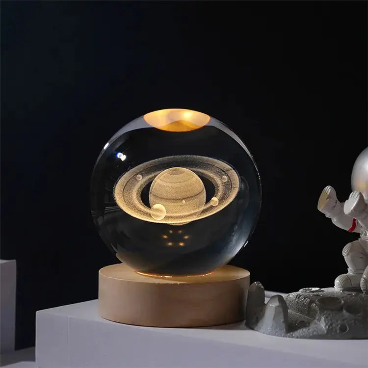 Valentine's Day Night Light Festive Crystal Ball Laser 3D Inscribed Glass Ball Home Accessories Small Ornaments Lighted