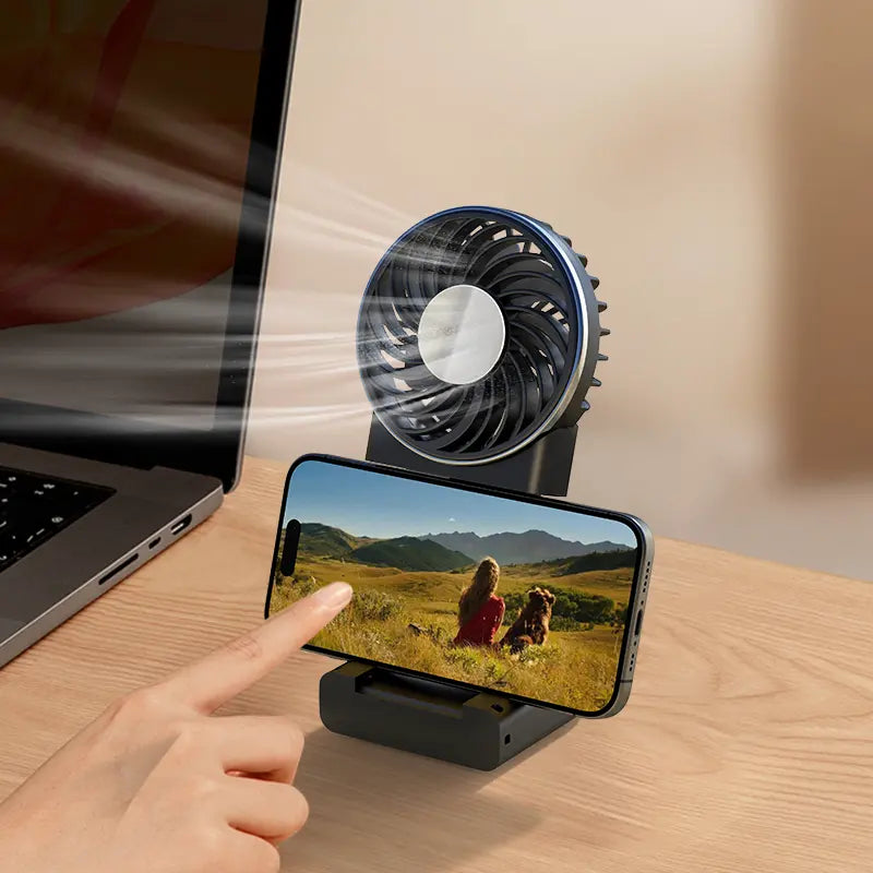 2025 Mini Portable Electric Rechargeable Usb Small Foldable Summer Outdoor Hang Neck Power Bank Hand Held Cooling Fan