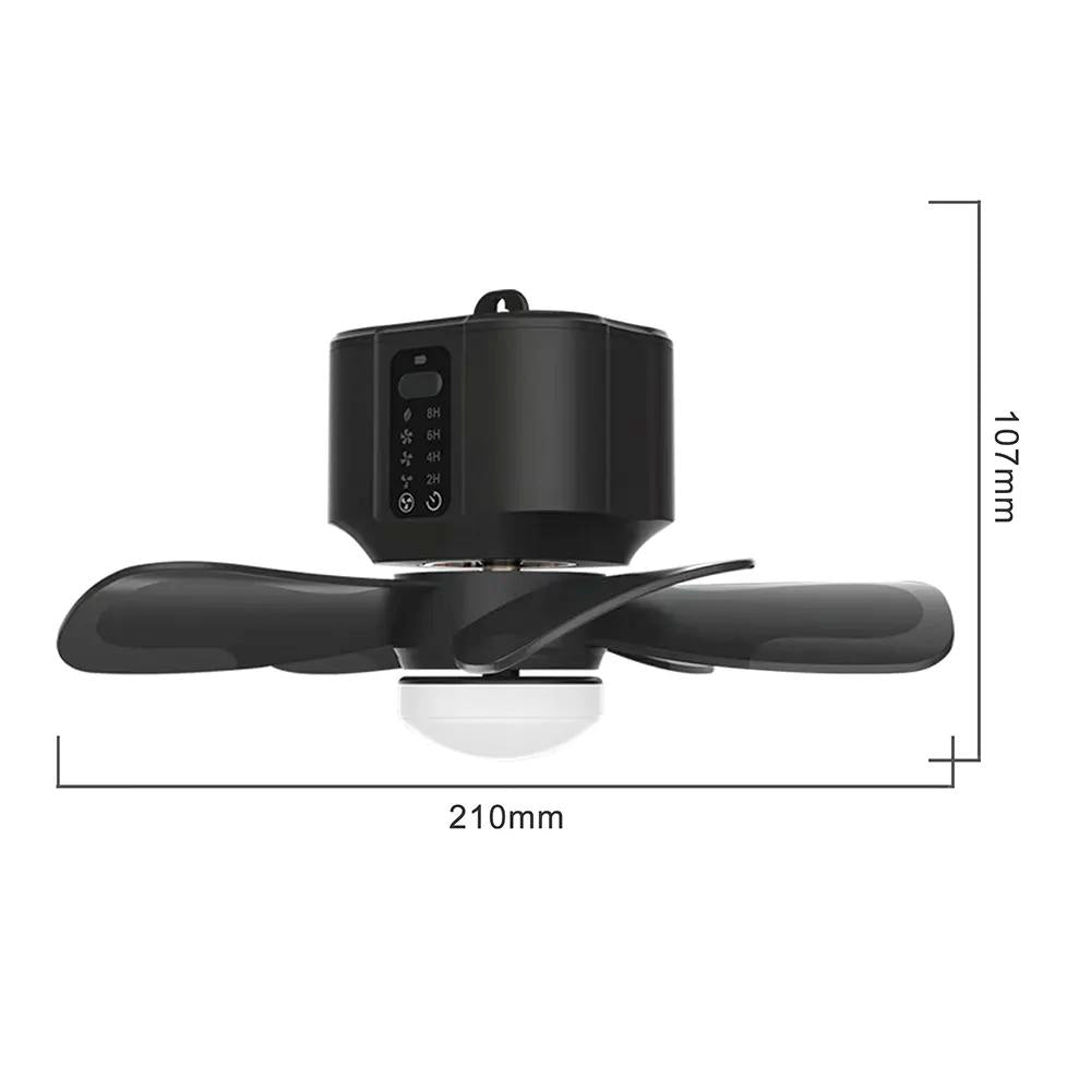 Manufacturer Wholesale USB Charging 8-Inch Mini Portable Ceiling Fan with LED Light and Outdoor Camping Remote Control