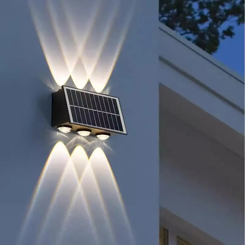 Modern LED Outdoor up and Down Solar Wall Light Waterproof Eco-friendly Garden Decorative Lighting