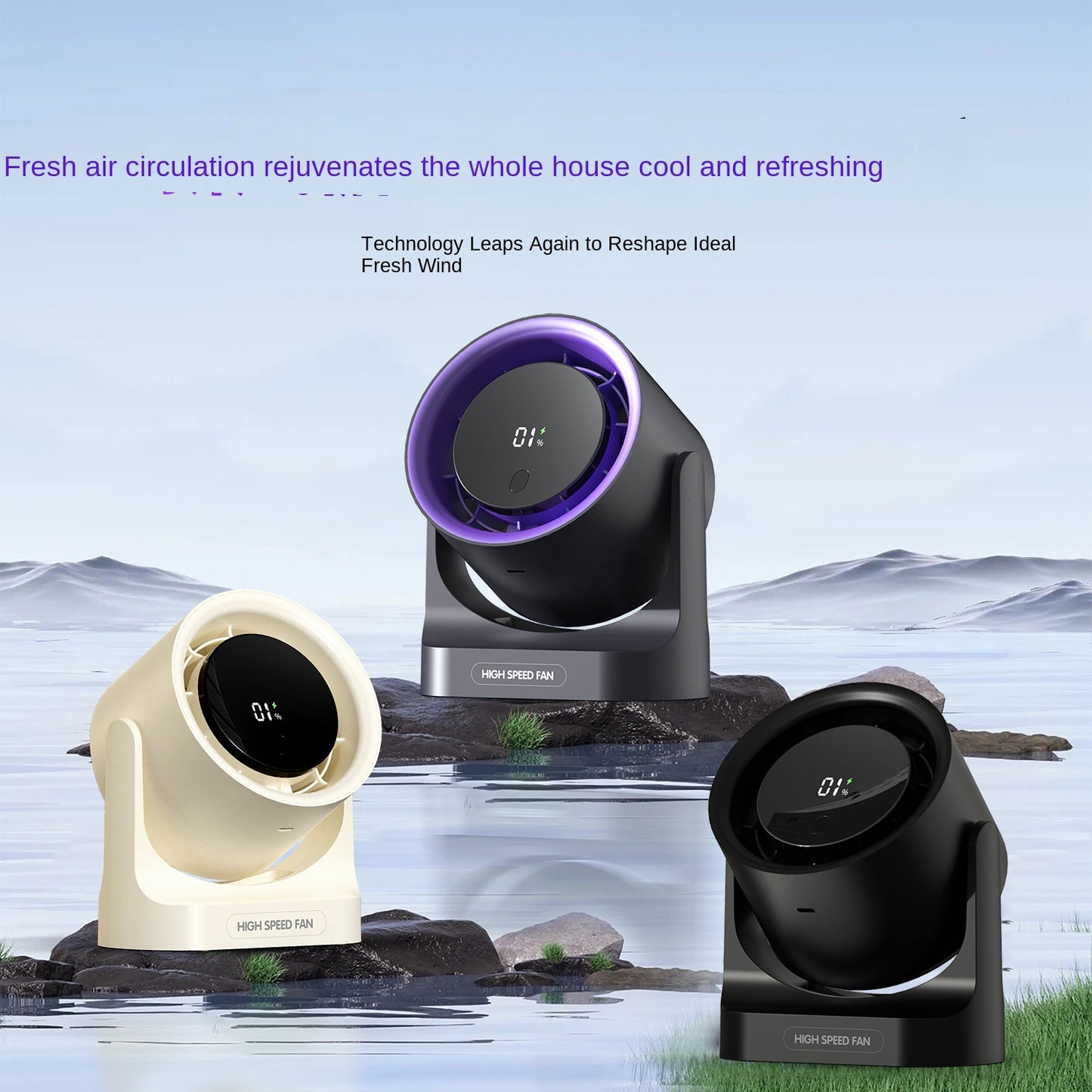 New Desktop High-speed Turbo Fan USB Digital Display Mini Silent Portable 100-speed Strong Wind Force Small Fan