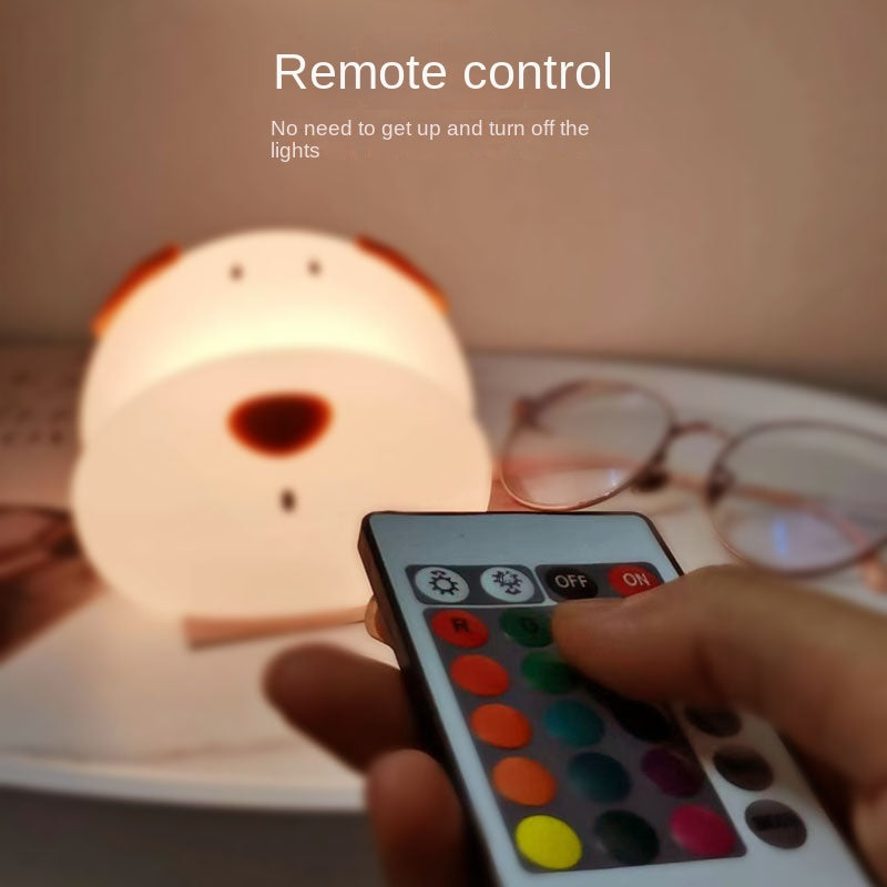 Silicone Puppy Night Lamp, Color Changing Dog Night Light, Rechargeable Bedside Lamp with Warm Light, 1200mAh Battery, Adorable Design for Kids