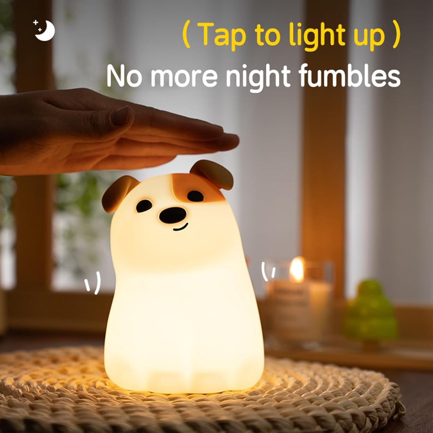 Dog Night Light with Timer - Warm Light Touch Control Bedside Lamp, Squishy Soft Silicone Cute Puppy Nightlight for Nursery, Gift for First Time Moms
