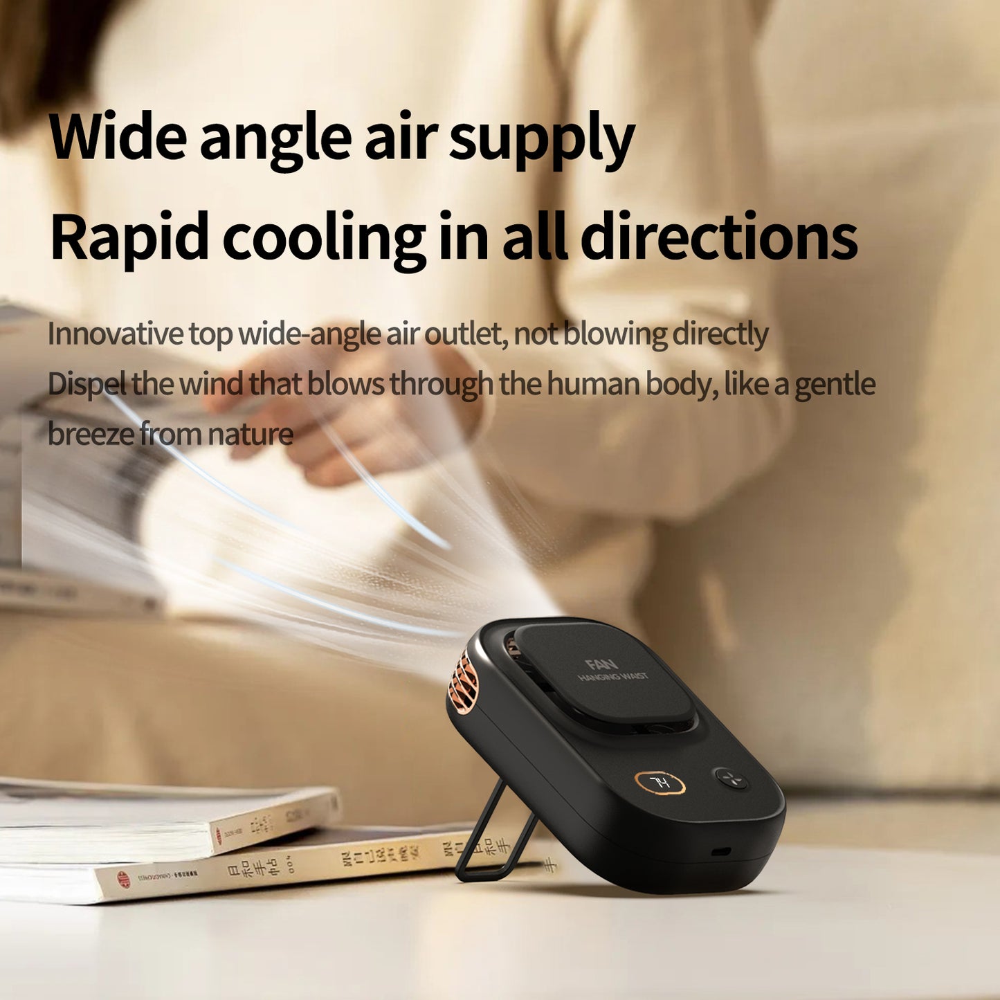 Cross-border Digital Display Waist-mounted Mini Fan Silent USB Charging Outdoor Portable Clip-on Waist Bladeless Neck-hanging Fan
