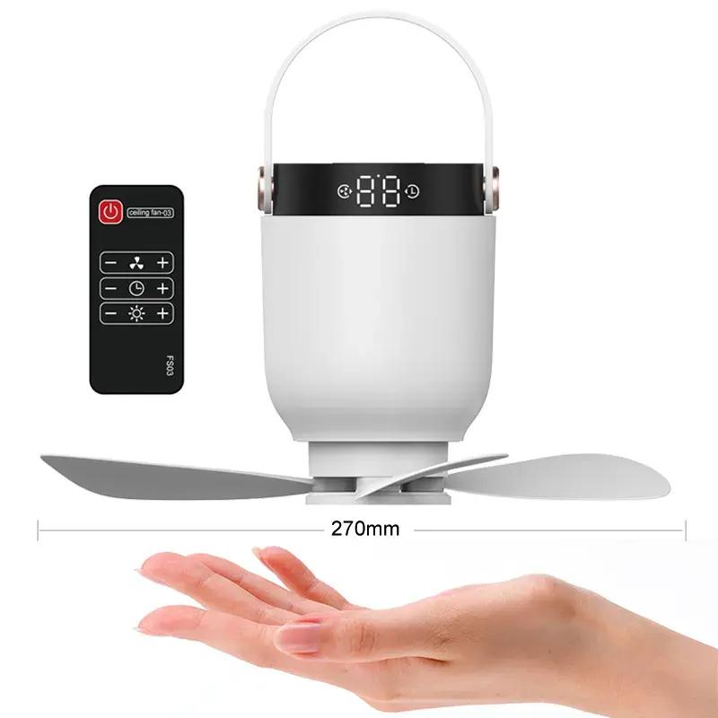 8000mAh Rechargeable Ceiling Fan with LED Light Detachable Remote Control Fan Outdoor Camping Portable Ceiling Fan