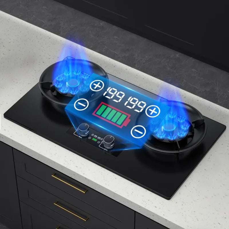 Flip Top Gas Cooker LPG Smart Gas Cooktops Stainless Steels Top Battery 2 burner Gas Stove for Kitchen