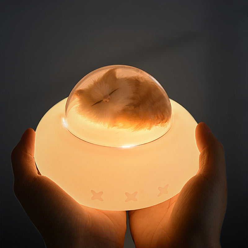 Pet Spaceship Silicone Light USB Small Night Light Cute Cartoon Charging Cute Pet Cat Bedside Led Lamp Cat