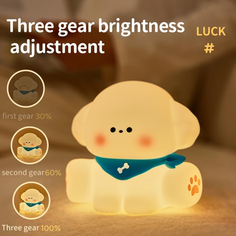 Dog Lamp, Cute Puppy Night Light for Kids, Dimmable Nursery Puppy Lamps, Silicone Fruit Bedside Lamp for Baby and Toddler