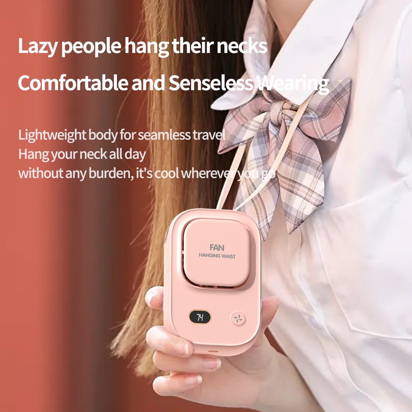 Cross-border Digital Display Waist-mounted Mini Fan Silent USB Charging Outdoor Portable Clip-on Waist Bladeless Neck-hanging Fan