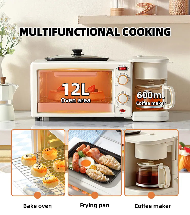 Hot Sale 3 in 1 Breakfast Maker Stock Household 3 in 1 Breakfast Makers Non-stick Cooking Surface Electric Machine