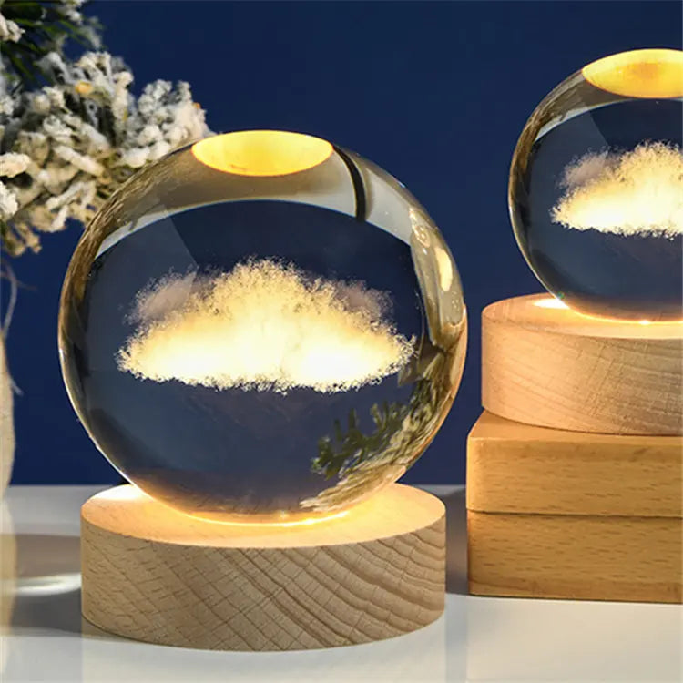 Valentine's Day Night Light Festive Crystal Ball Laser 3D Inscribed Glass Ball Home Accessories Small Ornaments Lighted