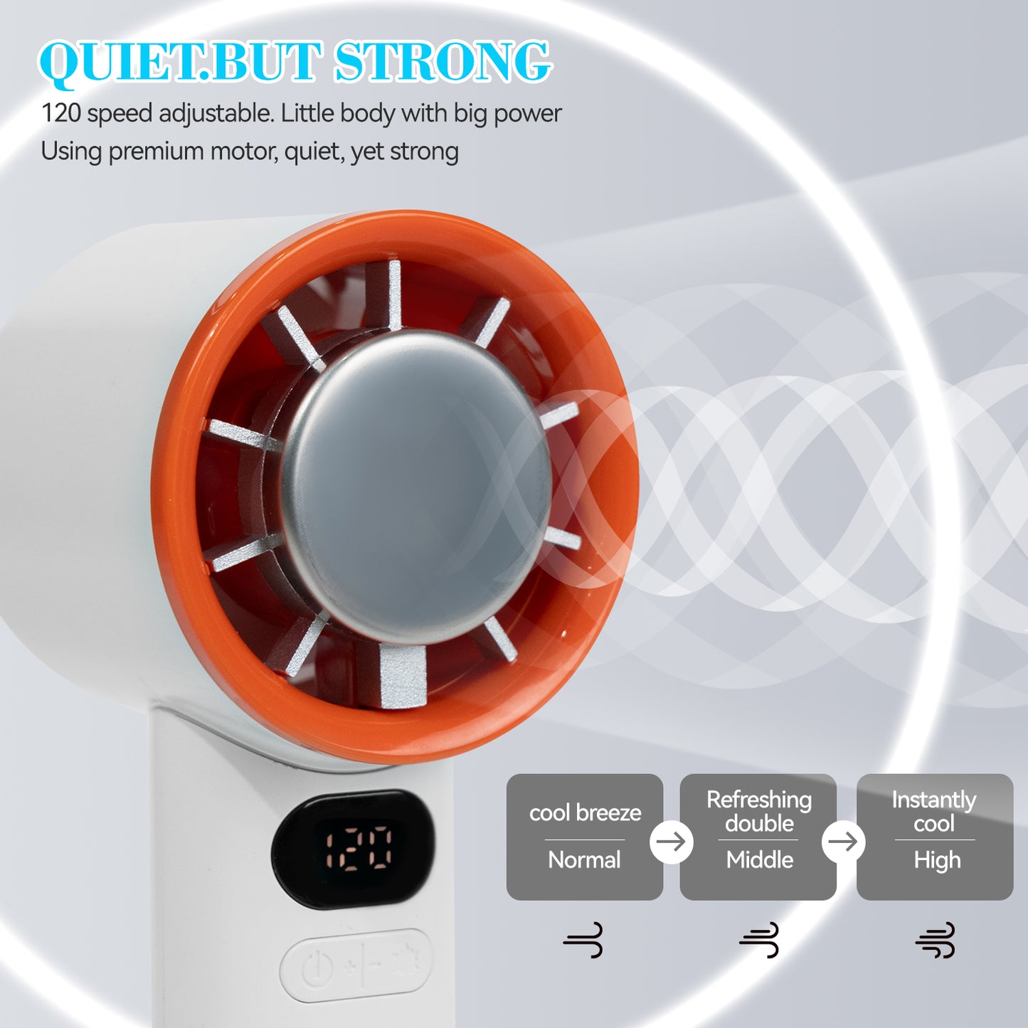 2025 New Style Ice Cooling Mini Handheld Fan Mini Turbine with Stepless Speed Regulation 100 Speed Levels Foldable Cooling Fan