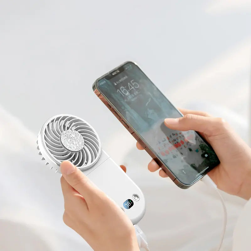 2025 Mini Portable Electric Rechargeable Usb Small Foldable Summer Outdoor Hang Neck Power Bank Hand Held Cooling Fan