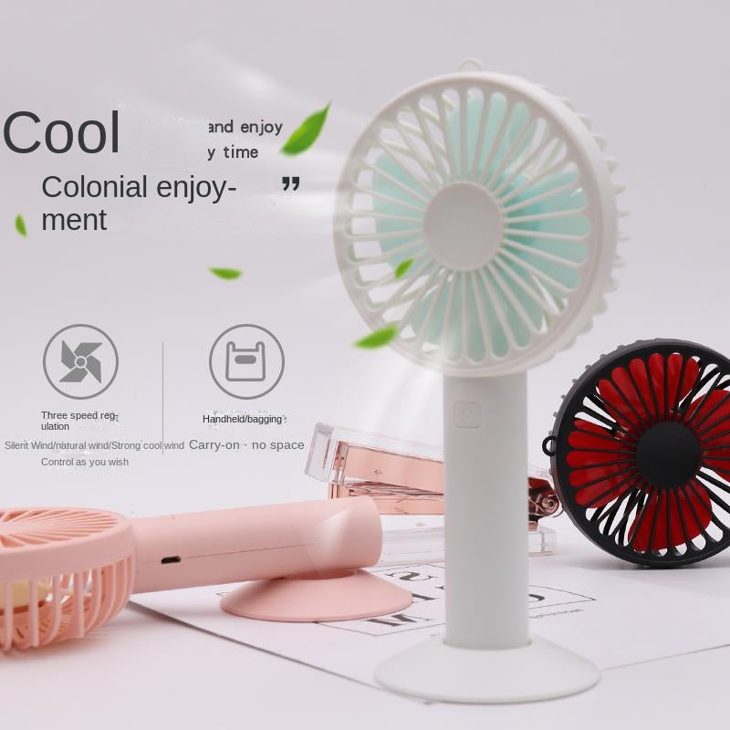 USB Handheld Small Fan Mini Portable Rechargeable Student Desktop Night Light Silent Small Electric Fan Wholesale