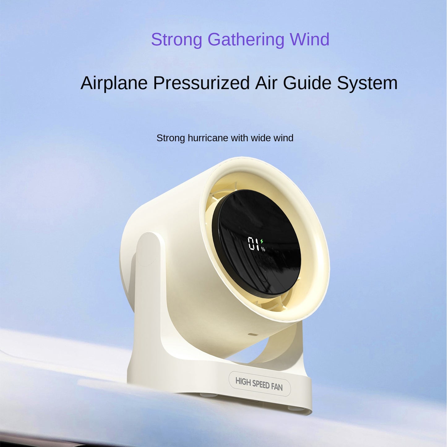 New Desktop High-speed Turbo Fan USB Digital Display Mini Silent Portable 100-speed Strong Wind Force Small Fan