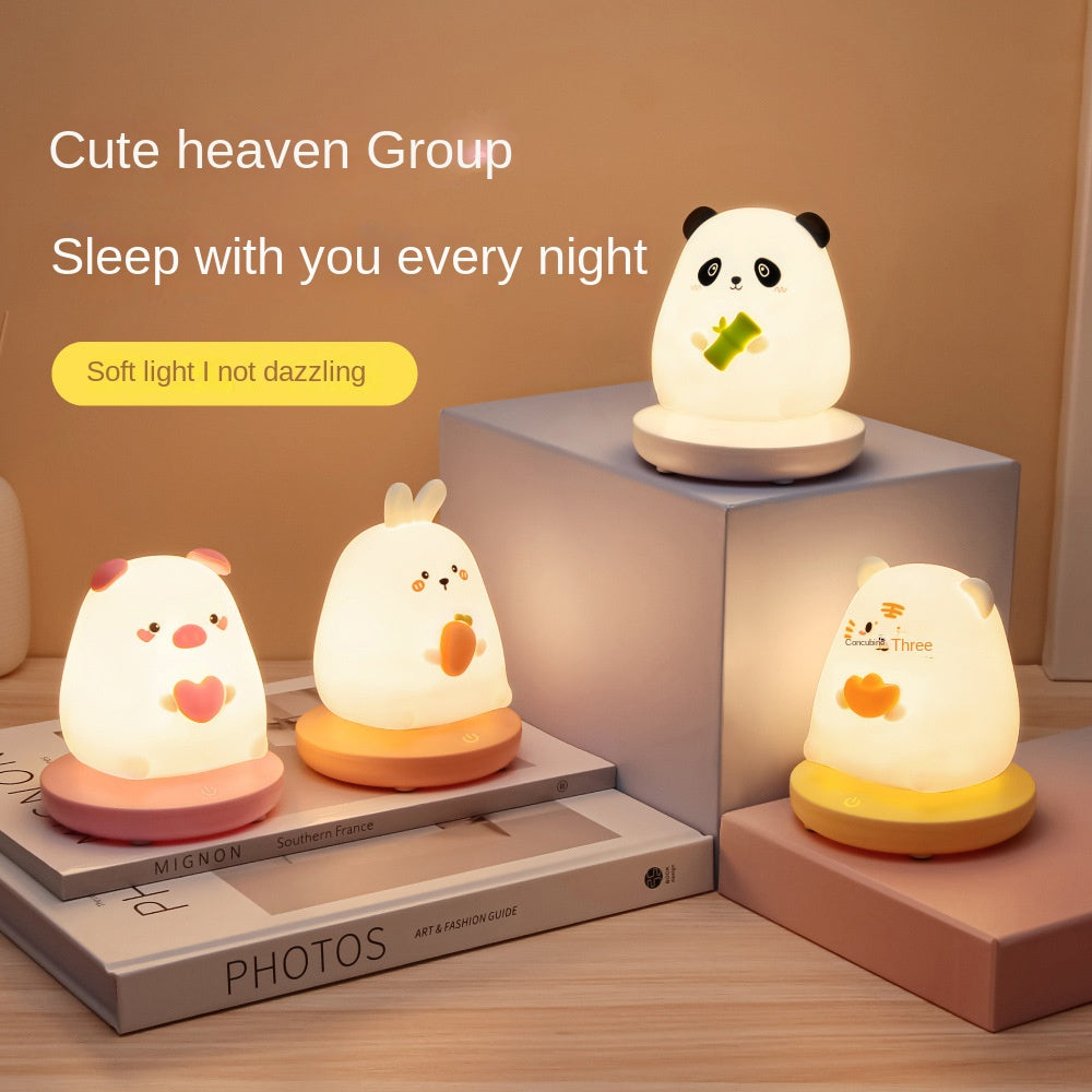 Amusingtao LED Children Night Light, Cute Bunny Night Light Bunny Lamp Soft Silicone Night Light with Touch Sensor, Protable Led Animal Silicone Kids Lamp USB Rechargeable Bedside Lamp