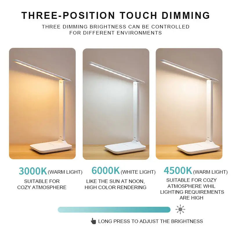 Desk Lamp Eye-Caring Table Lamp Study Lamps with Flexible Arm for Dormitory and Reading Room