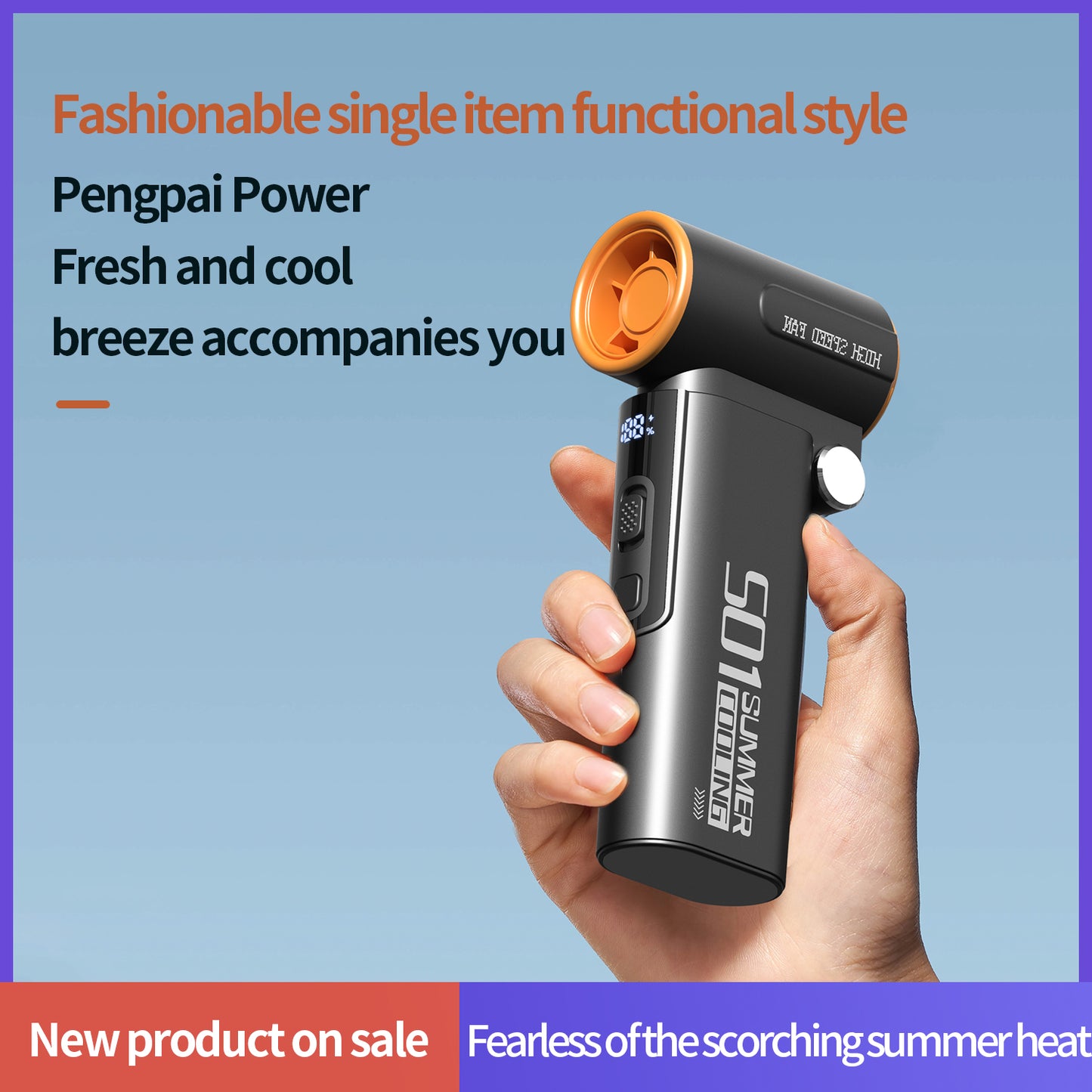 Portable High-Speed Fan with 100-Speed Adjustment, Tilted Airflow Design & USB Type-C Charging
