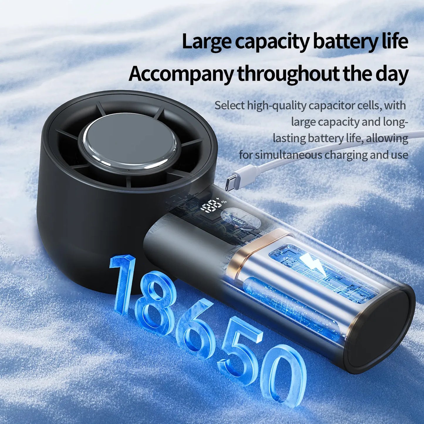 2025 New Portable 100 High Speed Handheld Fan Turbo Cooling Small Hand Fan 3000mAh Cold Compress Turbo Mini Fan Rechargeable