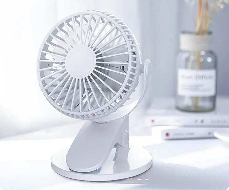 Portable Battery Operated Stroller 360 Degree Rotation Quiet 2000mah Battery Mini USB Rechargeable Clip Table Fan