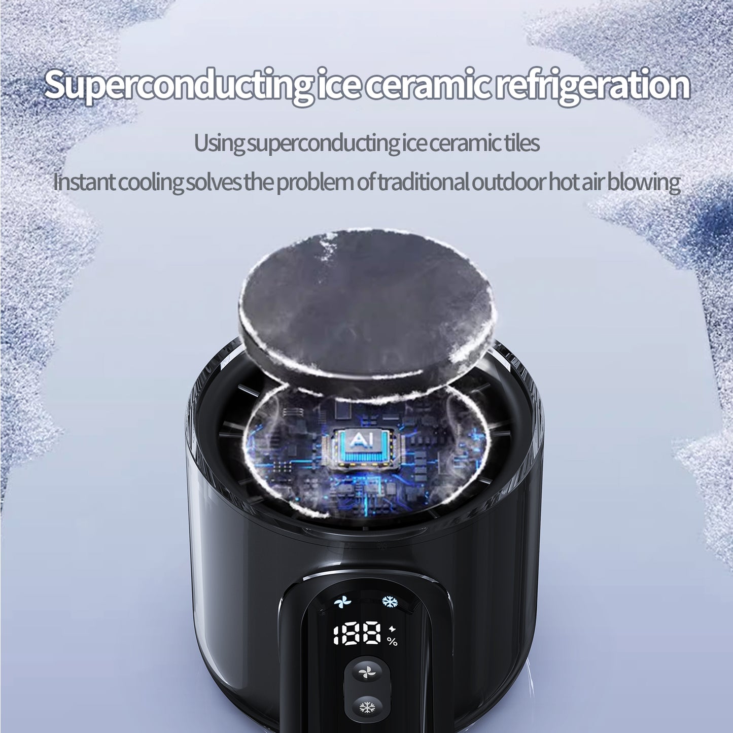 Portable Handheld Cooling Fan with 100-Speed Adjustment, Rapid Semiconductor Cooling & USB Type-C Rechargeable Battery