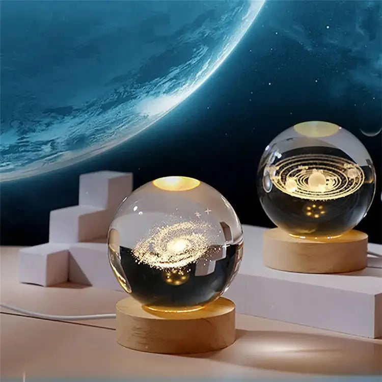 Valentine's Day Night Light Festive Crystal Ball Laser 3D Inscribed Glass Ball Home Accessories Small Ornaments Lighted
