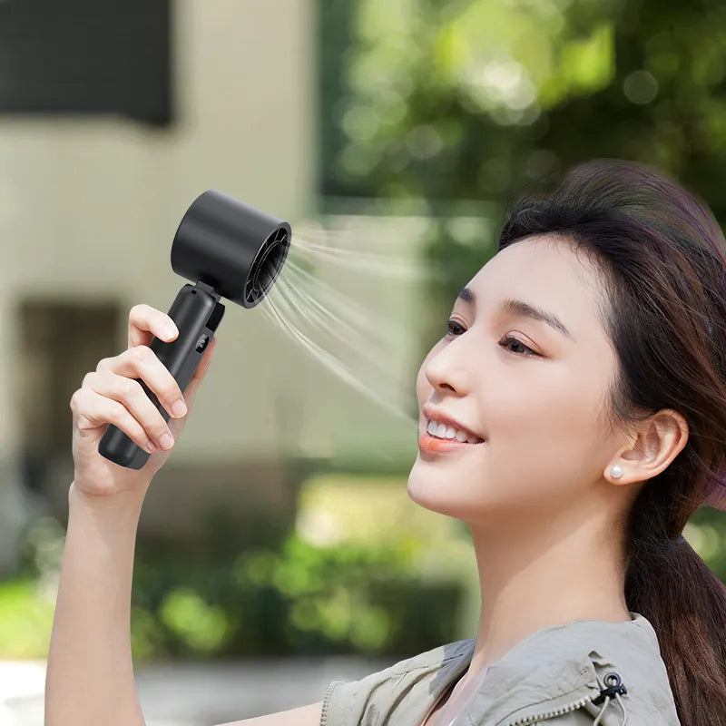 2025 Trend Foldable Outdoor Mini Handheld Hand Held Digital Display Large Capacity Charging Rechargeable Portable Small Fan