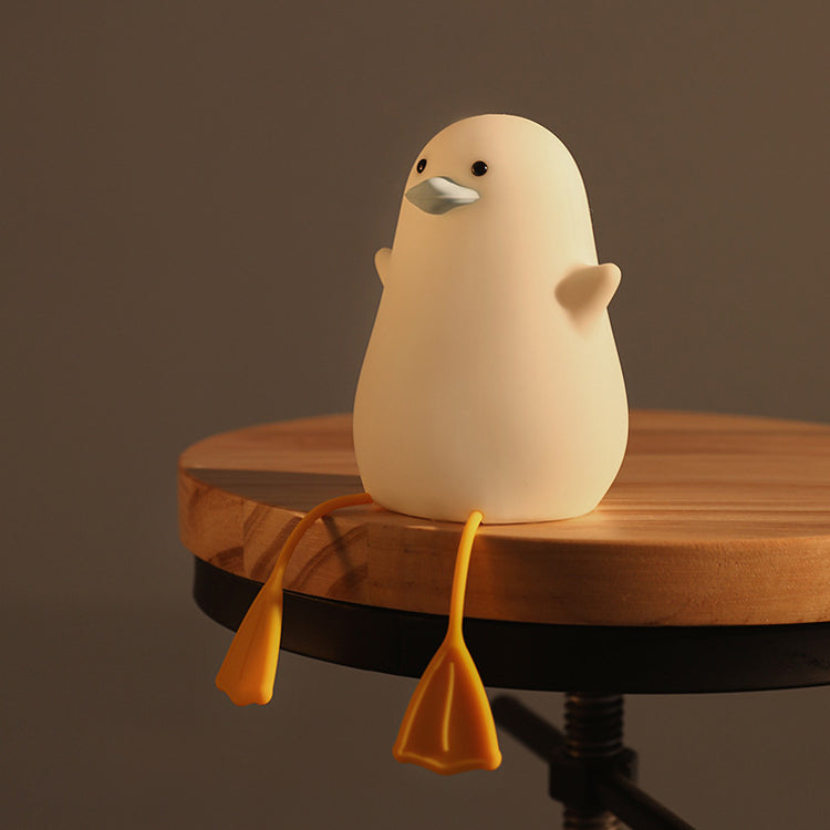 Cute Duck Night Light, LED Squishy Duck Shaped Lamp with Warm Color, Silicone Bedside Lamp for Nursery, Touch Control Duck Light, Portable and Rechargeable LED Night Light, Yellow