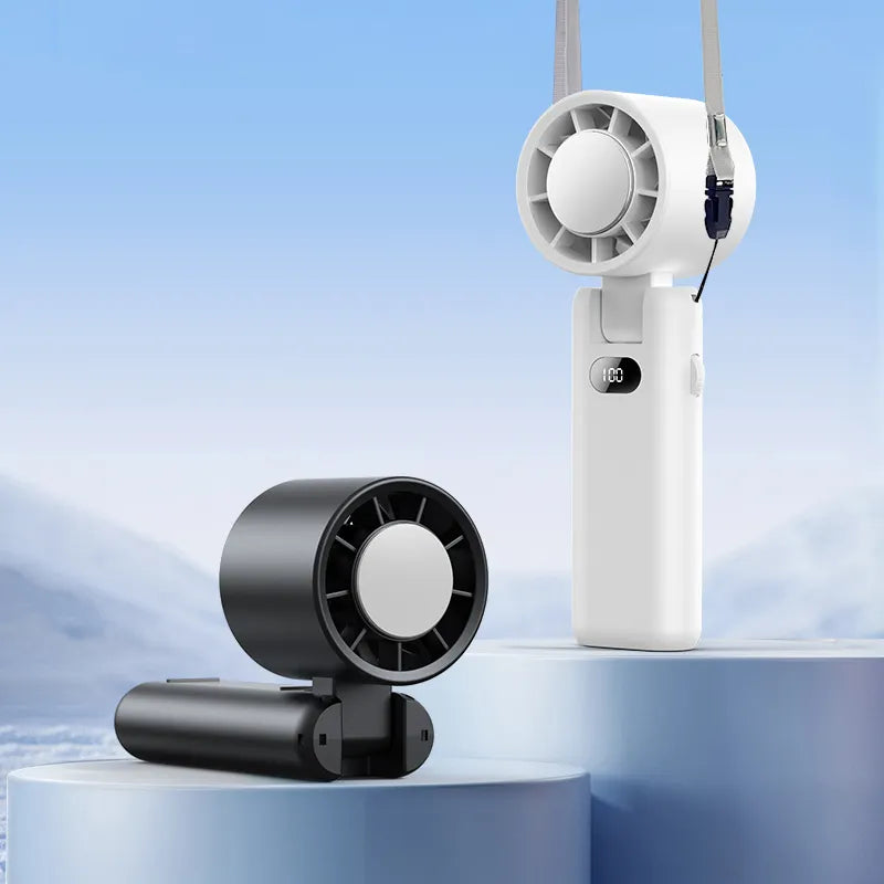 New Turbo Intelligent Digital Display Cold Compress Handheld Fan High Speed Refrigeration Folding Portable Fan