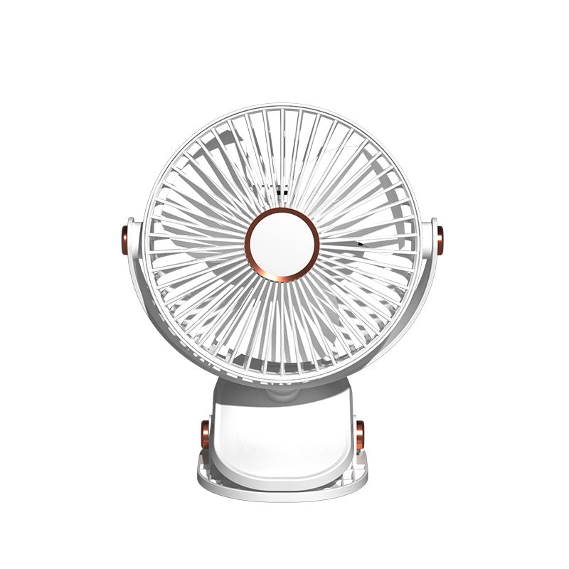 Clip-On Fan with LED Light – 5 Speeds, Rechargeable, Portable for Home, Office, and Stroller