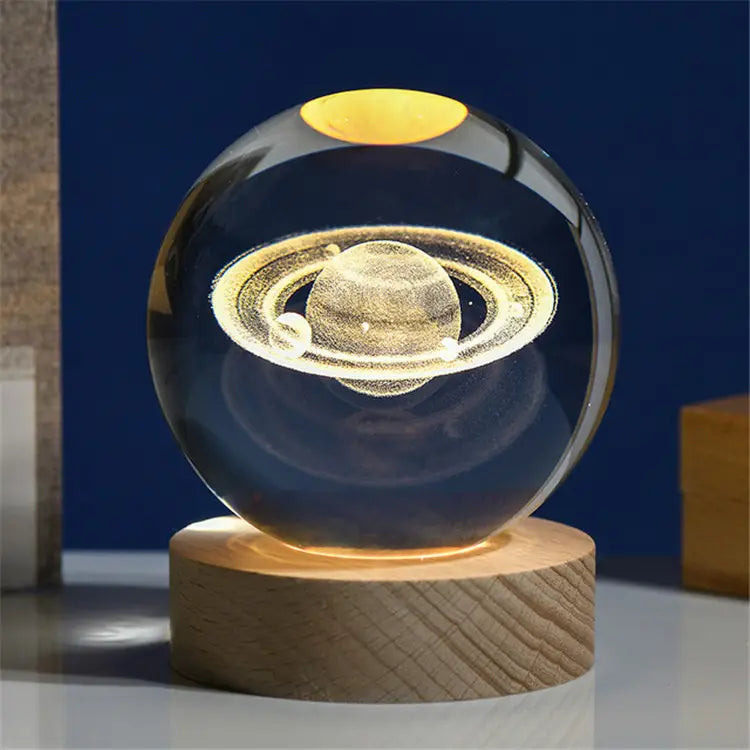 Valentine's Day Night Light Festive Crystal Ball Laser 3D Inscribed Glass Ball Home Accessories Small Ornaments Lighted