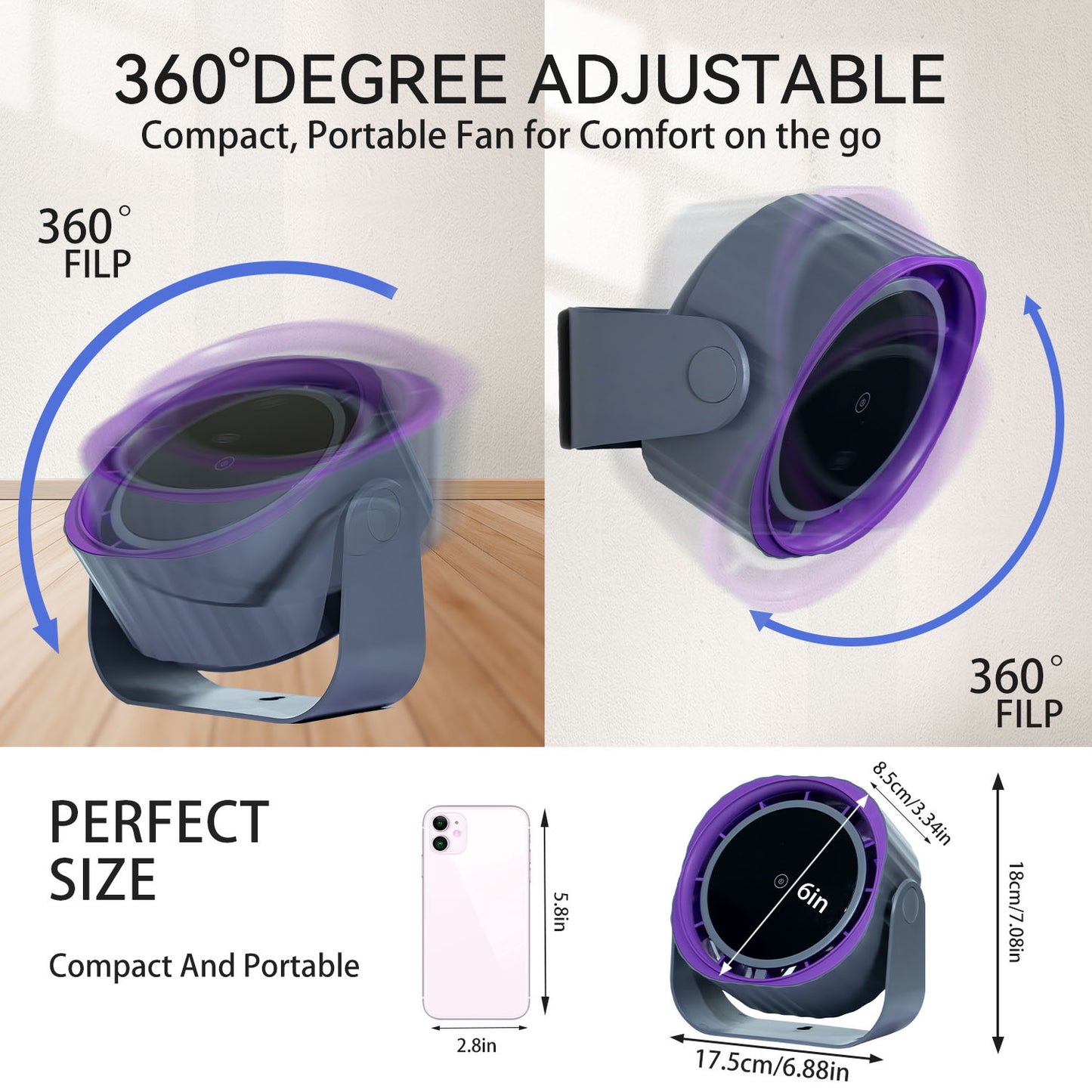 New Style High-Speed Circulating Fan for Home Kitchen Rechargeable Silent Desktop Turbine Mini Fan Wall-Mounted Tabletop Electric Fan