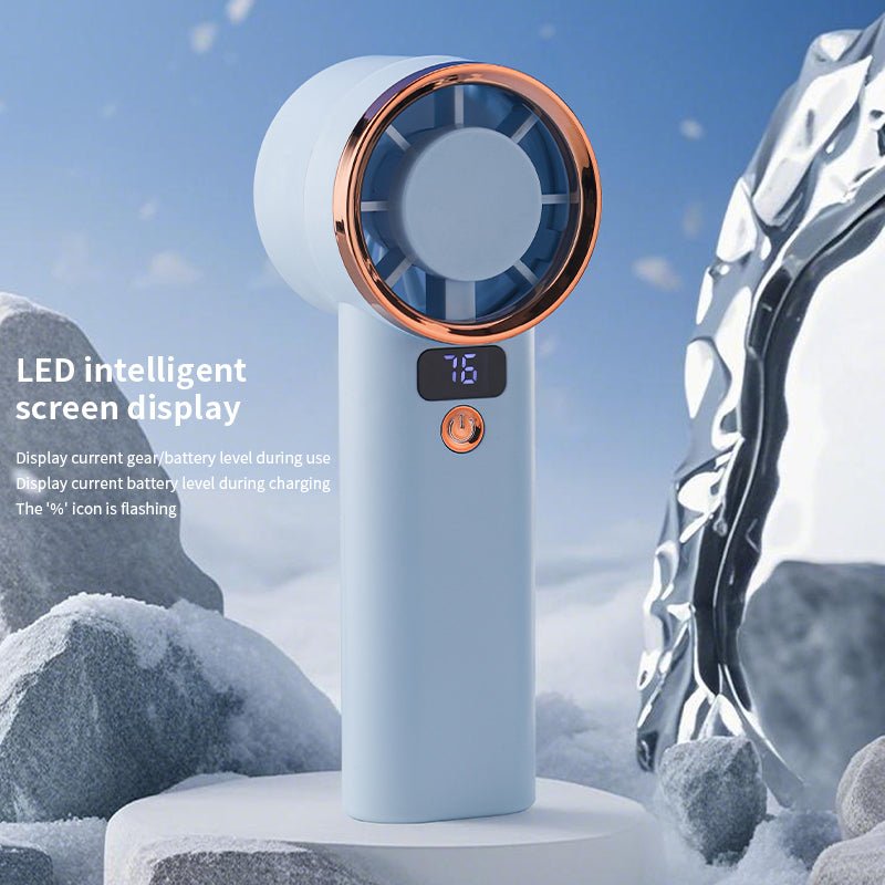 Portable Handheld Fan with 5 Speed Settings & LED Light – USB Type-C Rechargeable
