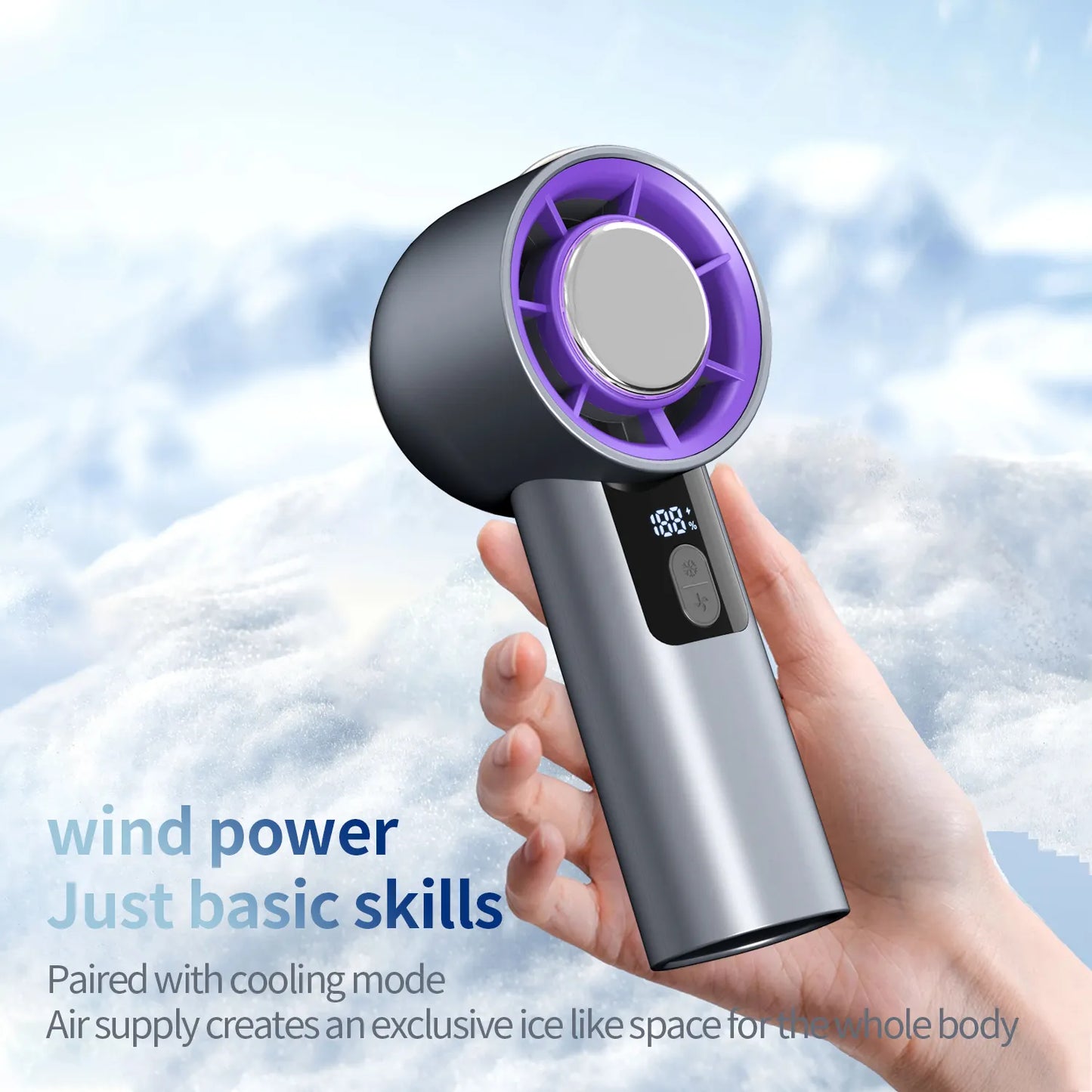 2025 New Portable 100 High Speed Handheld Fan Turbo Cooling Small Hand Fan 3000mAh Cold Compress Turbo Mini Fan Rechargeable