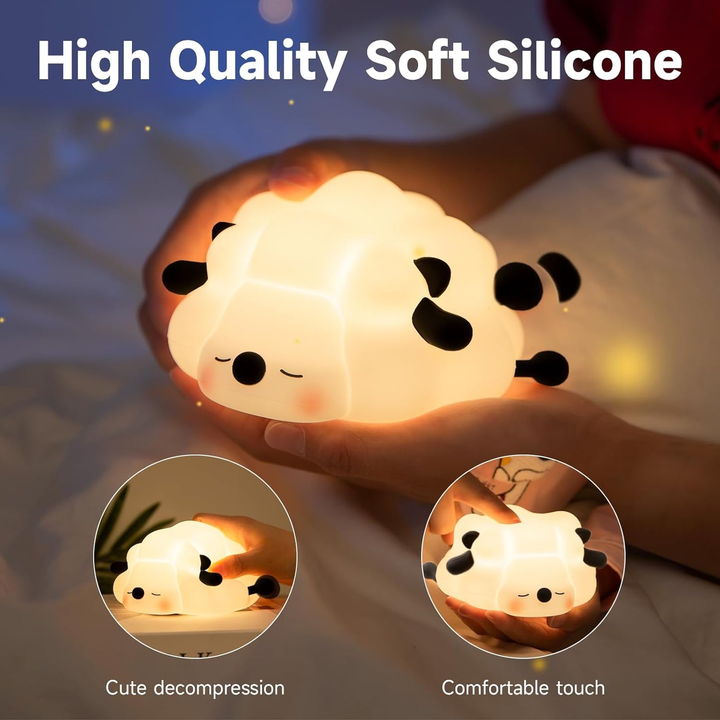 Children's rechargeable LED night light, 3-level dimmable baby room night light, food-grade silicone soft light, perfect bedside touch light with 30-minute timer, suitable for breastfeeding, infants and baby decoration