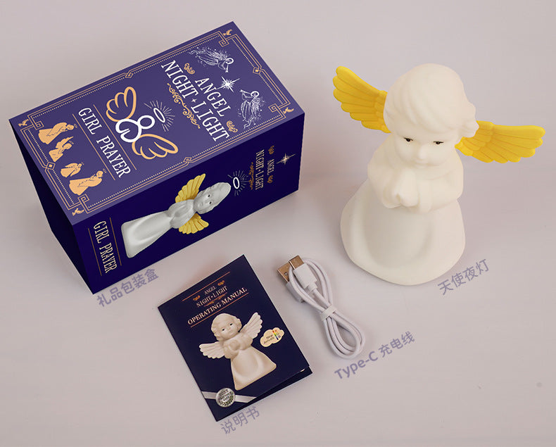 Angel Night Light Children, 7 Colours Night Light Baby Nursery Soft Silicone Angel Night Light, Aesthetic Room Angel Decoration, Child Adult Girls Christening Gifts